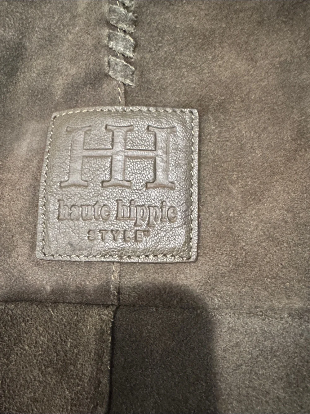 Haute Hippie Olive Suede Hanging Tote Bag in EUC